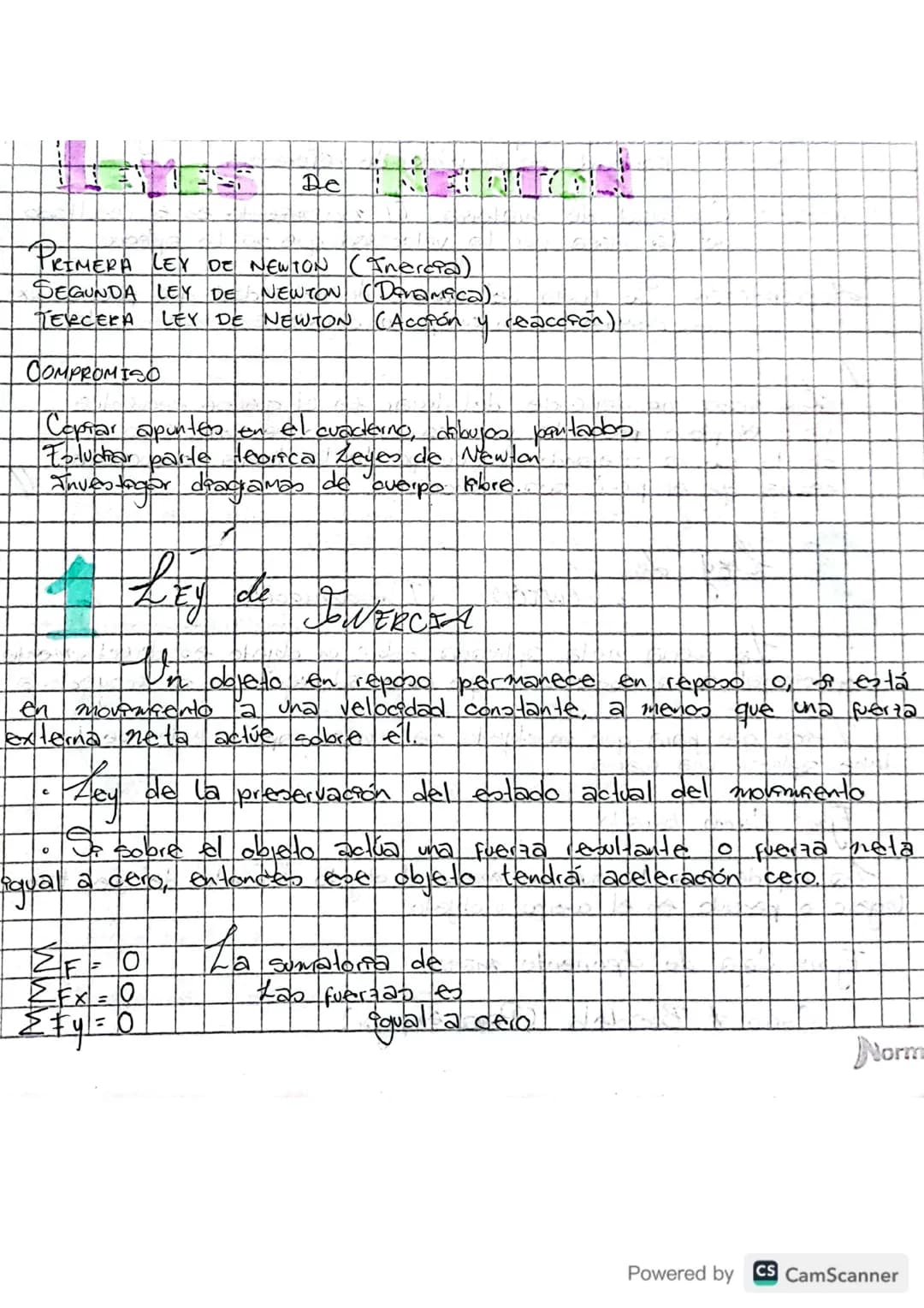 De

PRIMERA LEY DE NEWTON (Inercia)
SEGUNDA LEY DE NEWTON (DEVAmica).
TERCERA LEY DE NEWTON (Acción y reacción)

COMPROMISO

Copiar apunten 