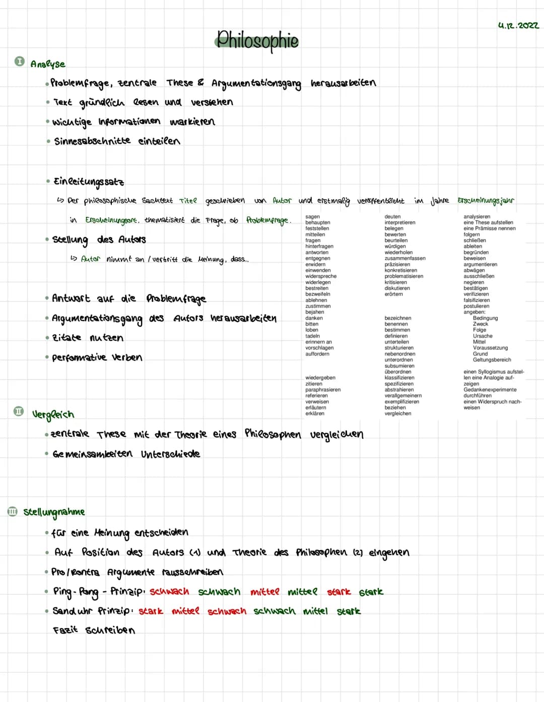 # Philosophie

Analyse

•Problemfrage, zentrale These & Argumentationsgang herausarbeiten

Text gründlich lesen und verstehen

• wichtige In