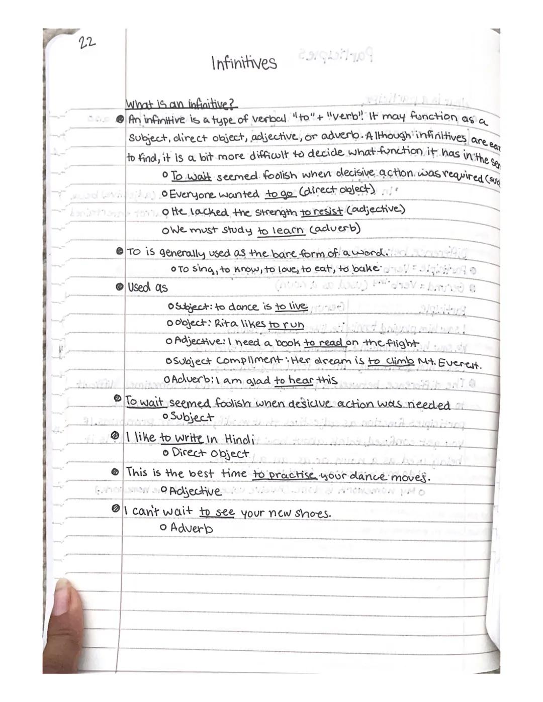 22

Infinitives ५०१

What is an infinitive?
... An infinitive is a type of verbal "to" + "verb! It may function as a
Subject, direct object,