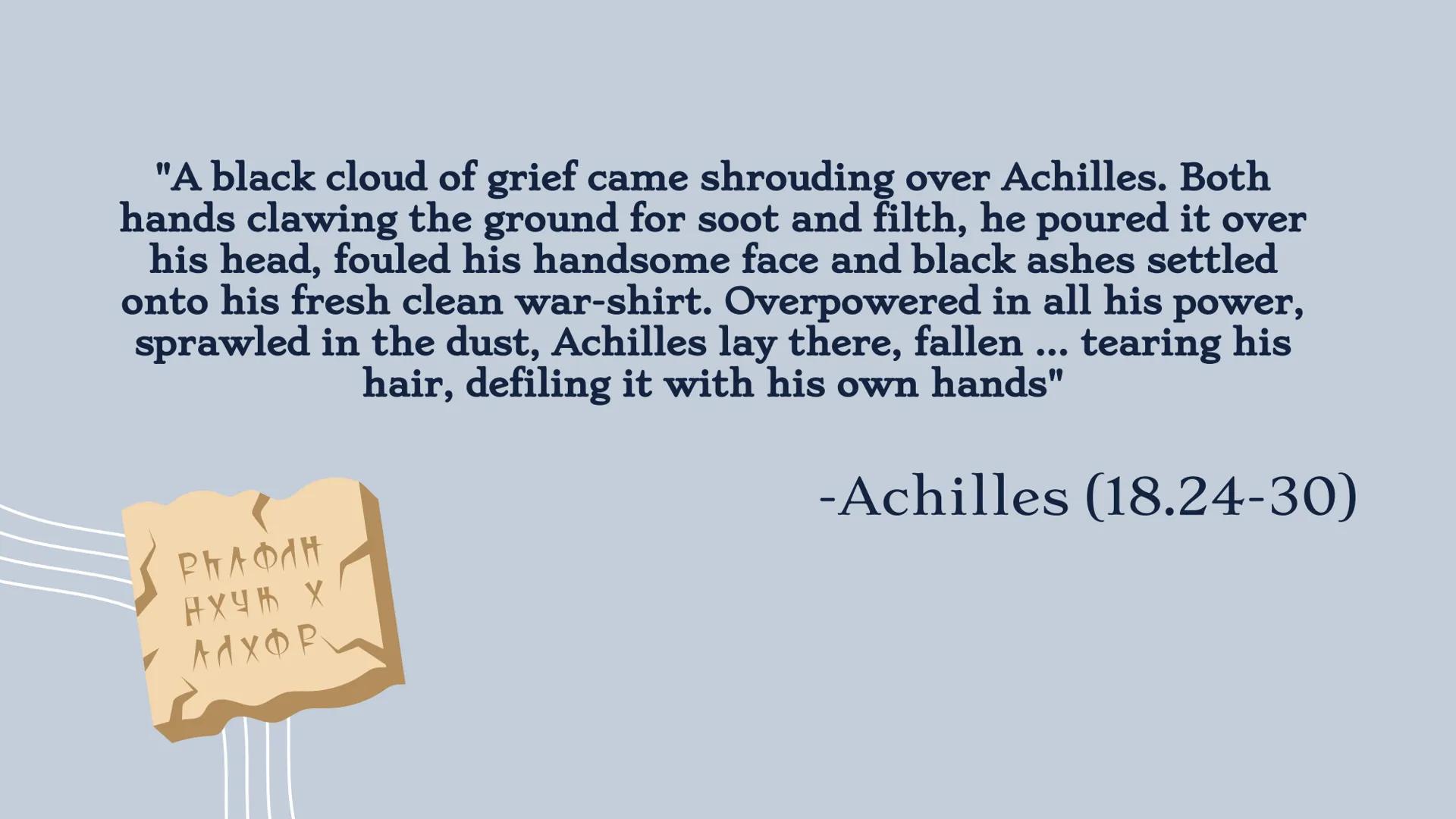 # The Iliad: Book 18

By: Mitali Patel Greek Words

Lament: mourning
Laments may be made either upon
learning of the death of a family
membe