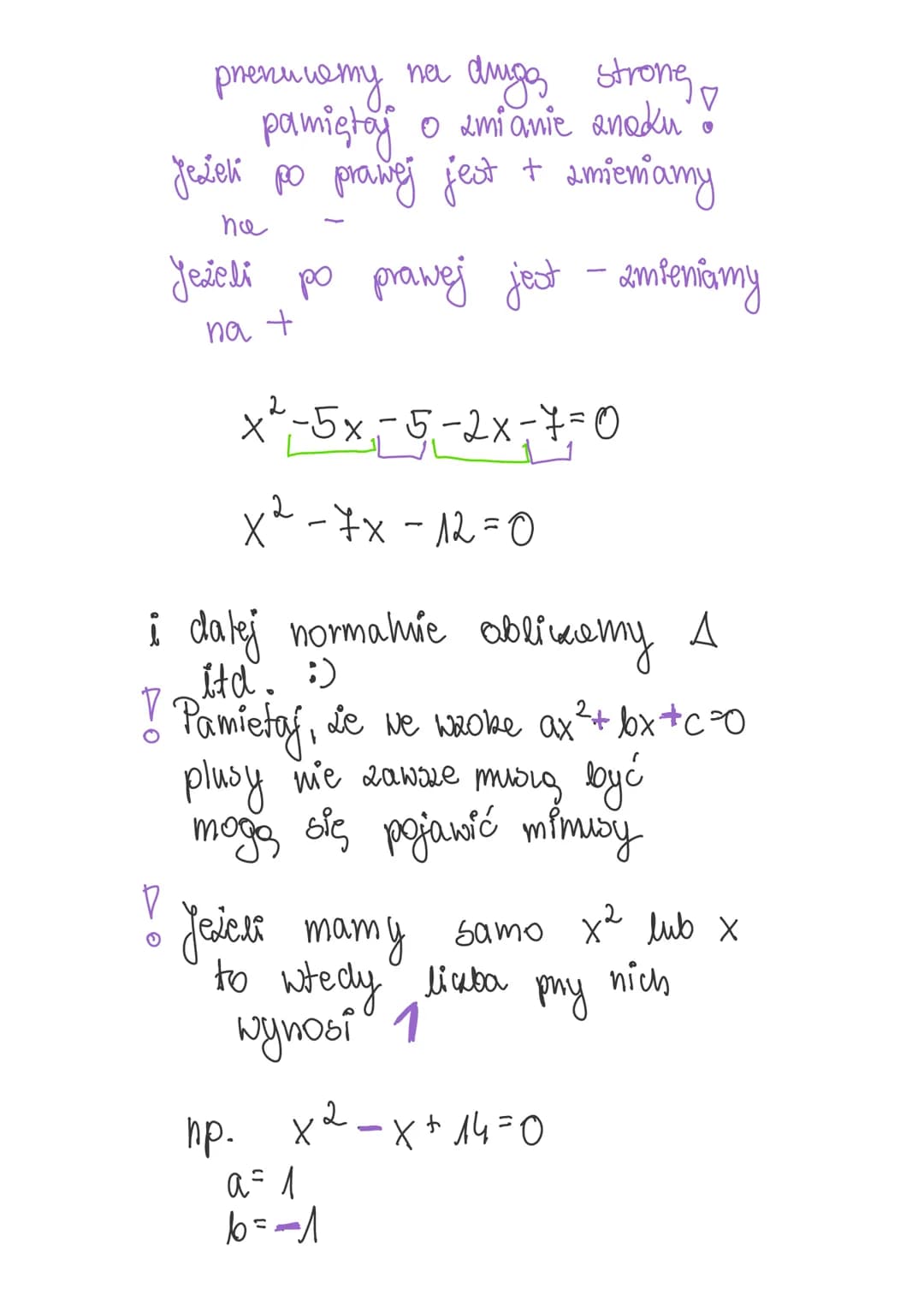 RÓWNANIA KWADRATOWE

$ax^2 + bx +c=0$
, gdaie:
$a≠0$

$a, b, c \in R$-współczynniki
$XE R$-zmienna

WYRÓŻNIK RÓWNANIA
KWADRATO WE GO
! nazyw