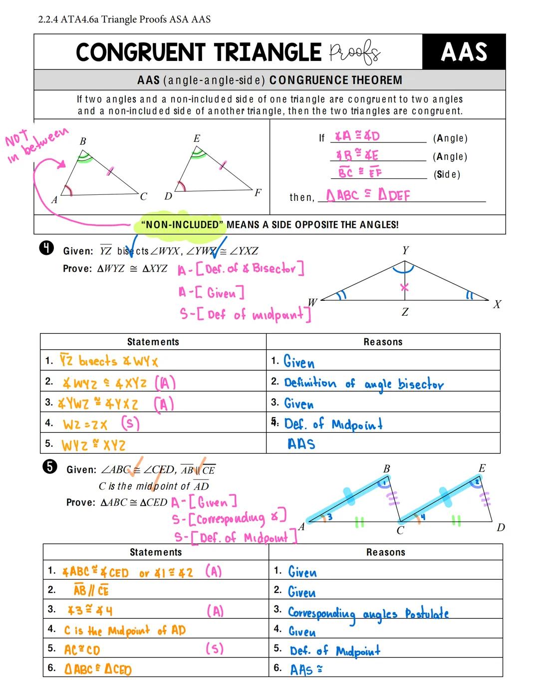 2.2.4 ATA4.6a Triangle Proofs ASA AAS

Name:________________________________________________________________________________________________