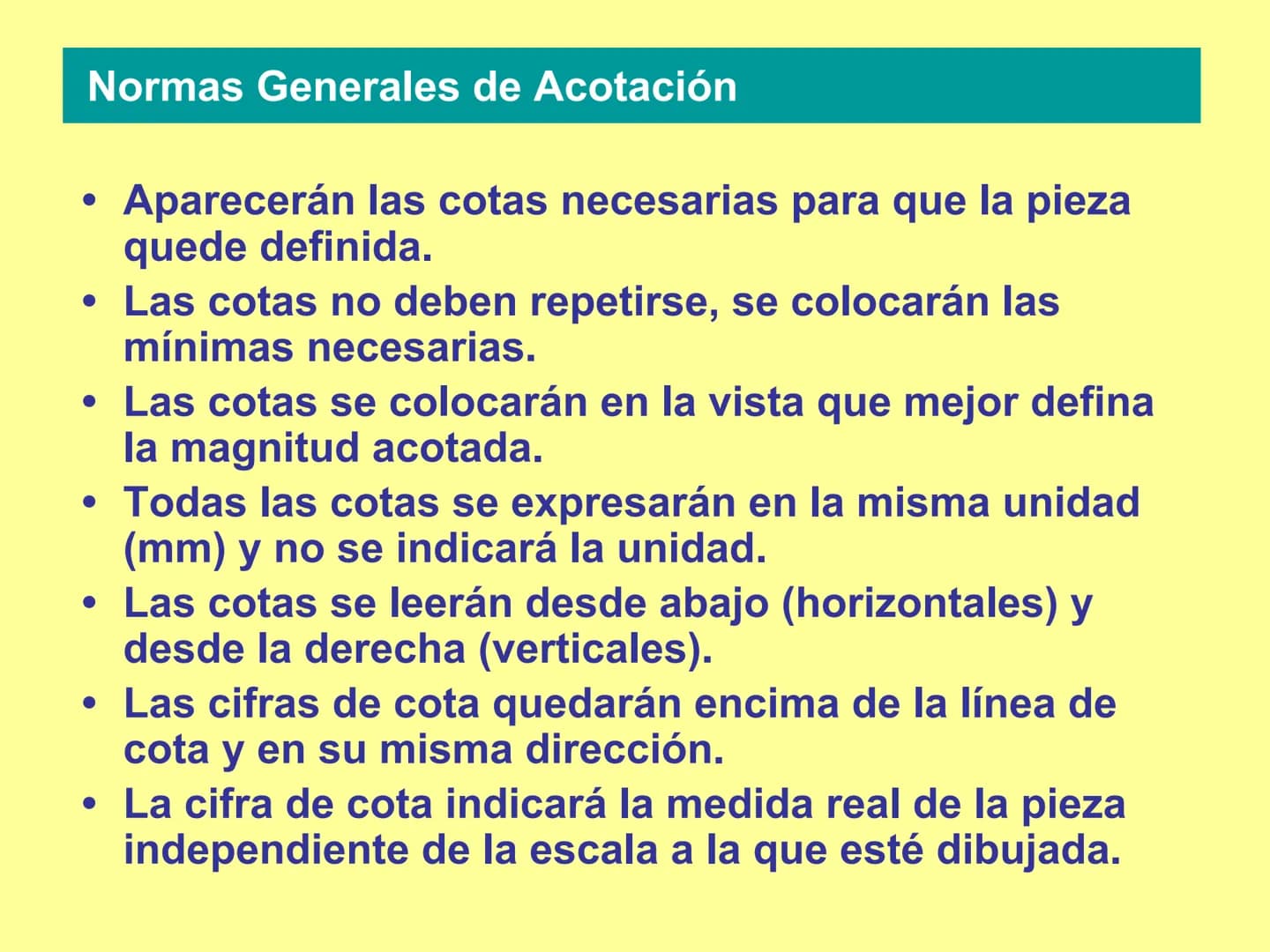 # NORMAS
# DE ACOTACIÓN
# BÁSICAS # Elementos de la Acotación

Líneas auxiliares de cota Línea de cota Flechas Cota

59

2 mm.

7 mm.

Las l