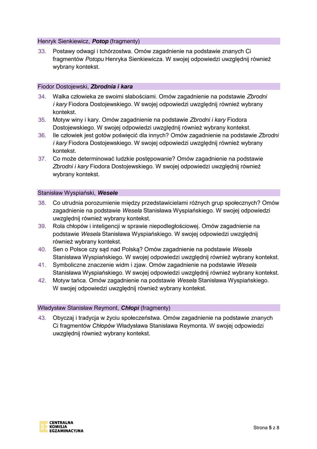 CENTRALNA
KOMISJA
EGZAMINACYJNA

Rodzaj dokumentu:
Komunikat dyrektora Centralnej
Komisji Egzaminacyjnej
z 20 sierpnia 2024 r. w sprawie
lis