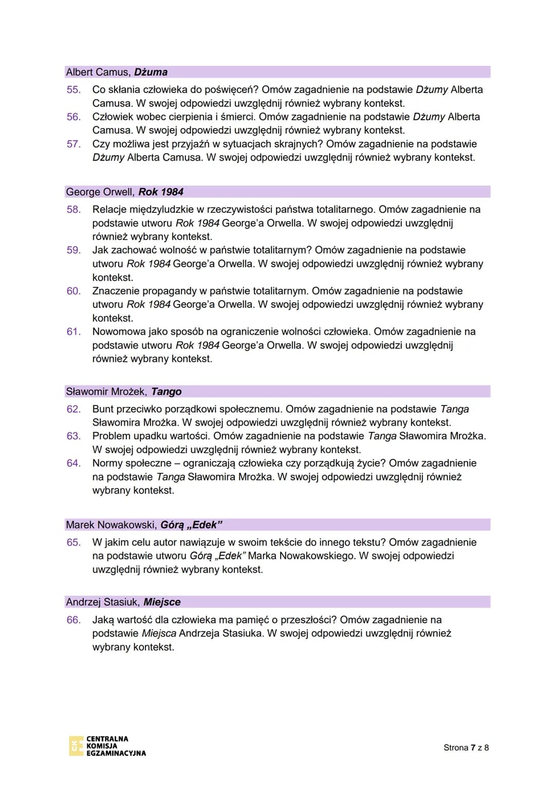 CENTRALNA
KOMISJA
EGZAMINACYJNA

Rodzaj dokumentu:
Komunikat dyrektora Centralnej
Komisji Egzaminacyjnej
z 20 sierpnia 2024 r. w sprawie
lis