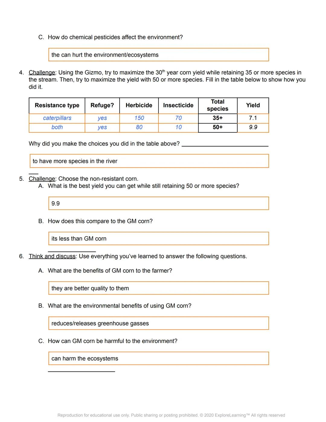 # Gizmos

# Student Exploration: GMOs and the Environment

Directions: Follow the instructions to go through the simulation. Respond to the 