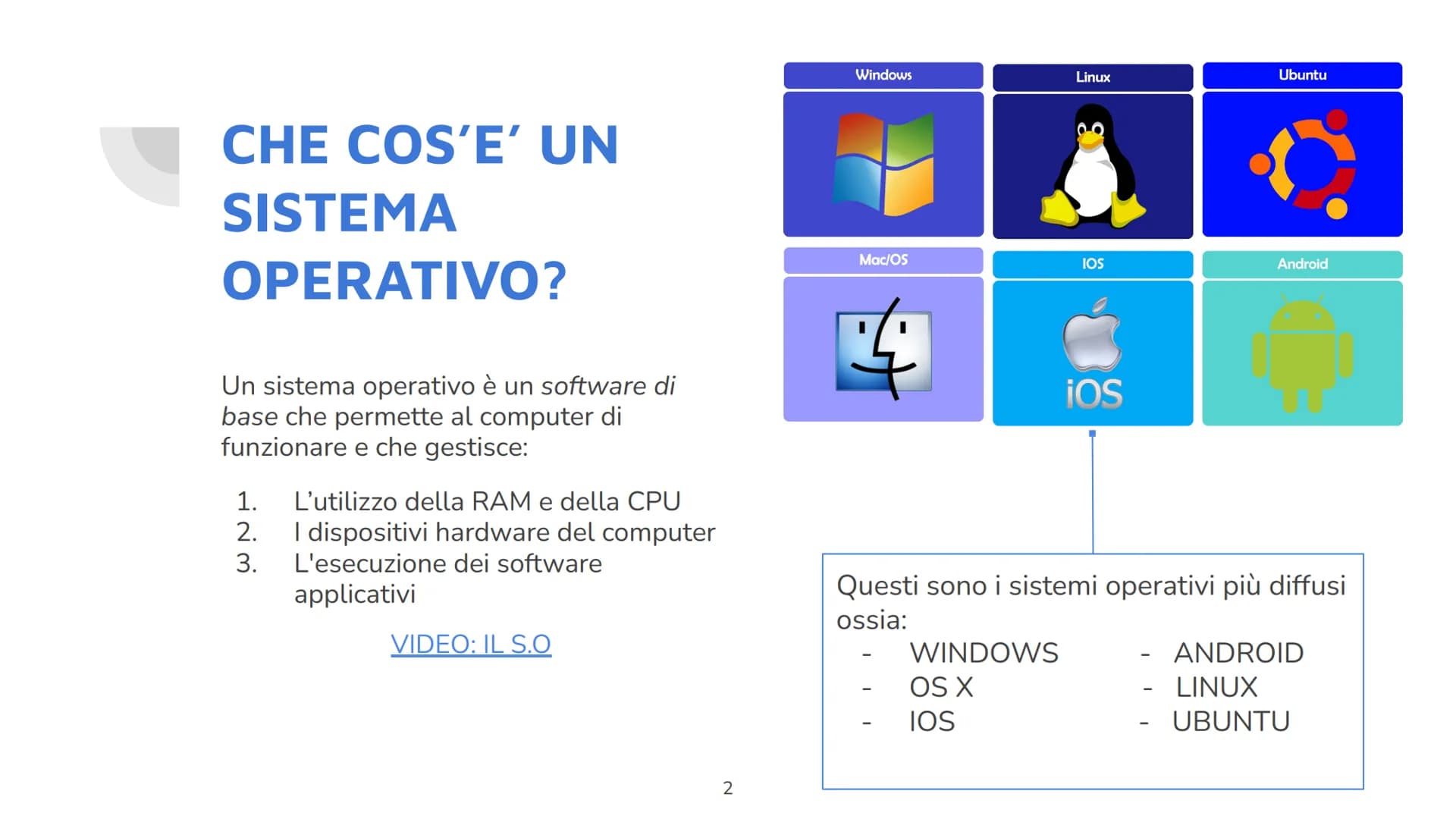 # IL SISTEMA
OPERATIVO

Di John Lester e Mattia Cau 1CI

1 # CHE COS'E' UN
# SISTEMA
# OPERATIVO?

Un sistema operativo è un software di
bas