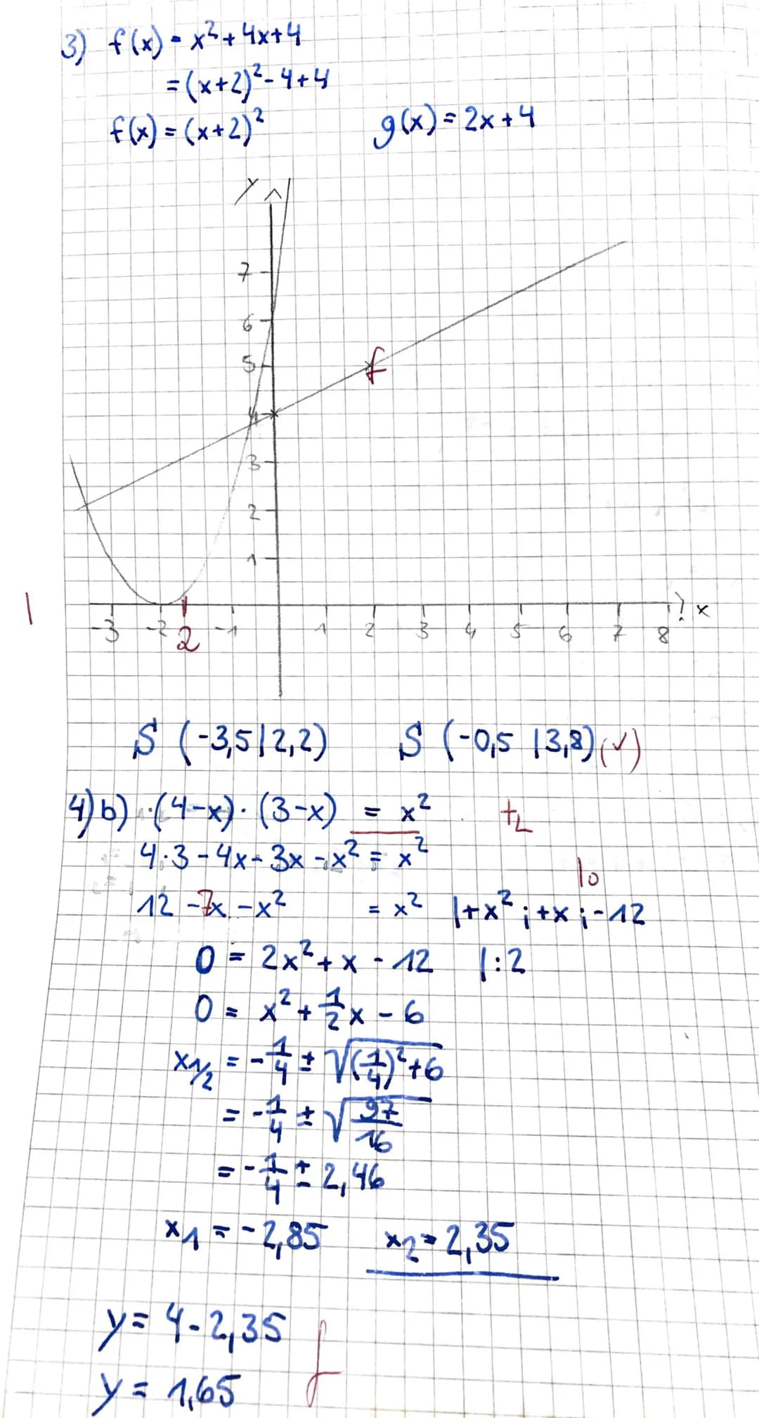 Klasse 9a
Quadratische Funktionen und
quadratische Gleichungen
Arbeit Nr. 4
06.06.2019
Aufgabe 1 (3+3+3 BE)
Löse die folgenden Gleichungen.

