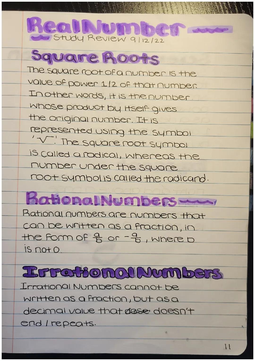 915/22
# Real Numbers
Real Numbers are all
rational numbers and
numbers.
Imational
# Rational Numbers
a number that can be written
in the fo