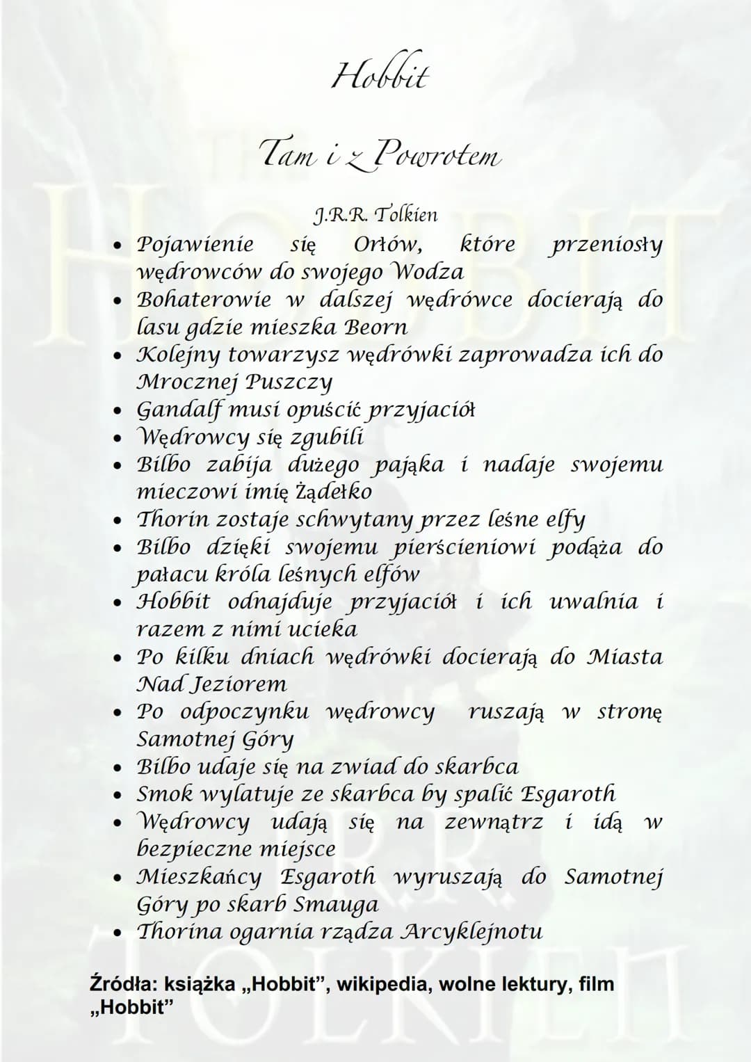 # THE

# HOBBIT

# J.R.R.

# TOLKIEN # Hobbit

Tam iz Powrotem

J.R.R. Tolkien

Akcja powieści rozgrywa się w Trzeciej Epoce
Śródziemia.

Mi