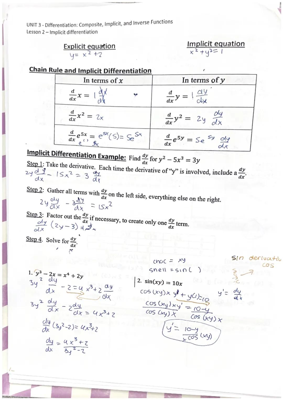 # UNIT 3 - Differentiation: Composite, Implicit, and Inverse Functions
Lesson 2-Implicit differentiation

Explicit equation
y= x² +2

Implic