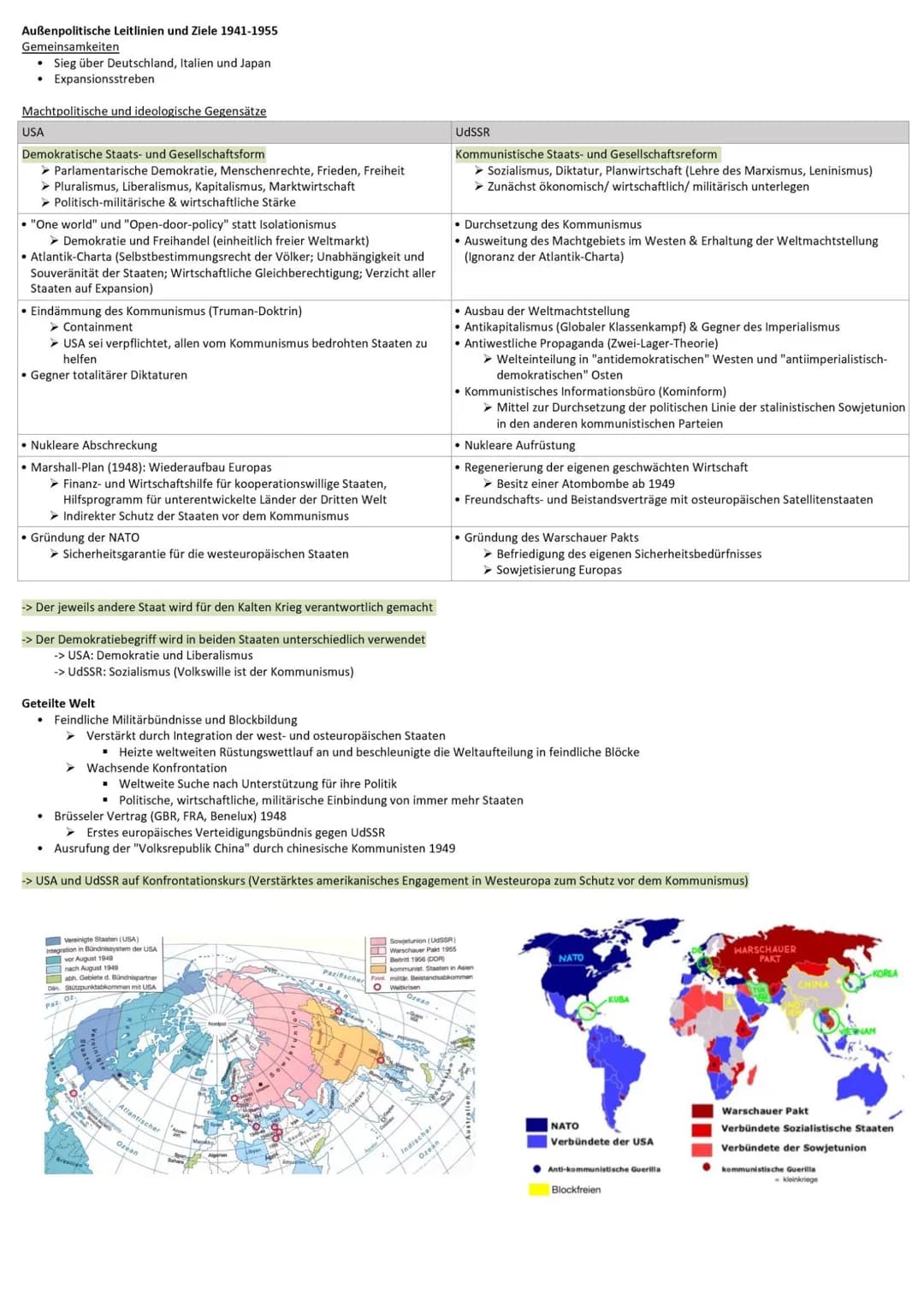 
<h2>Der Ost-West-Gegensatz</h2>
<p>Nach dem Zweiten Weltkrieg waren die beiden Flügelmächte, die USA und Russland, die führenden weltpoliti