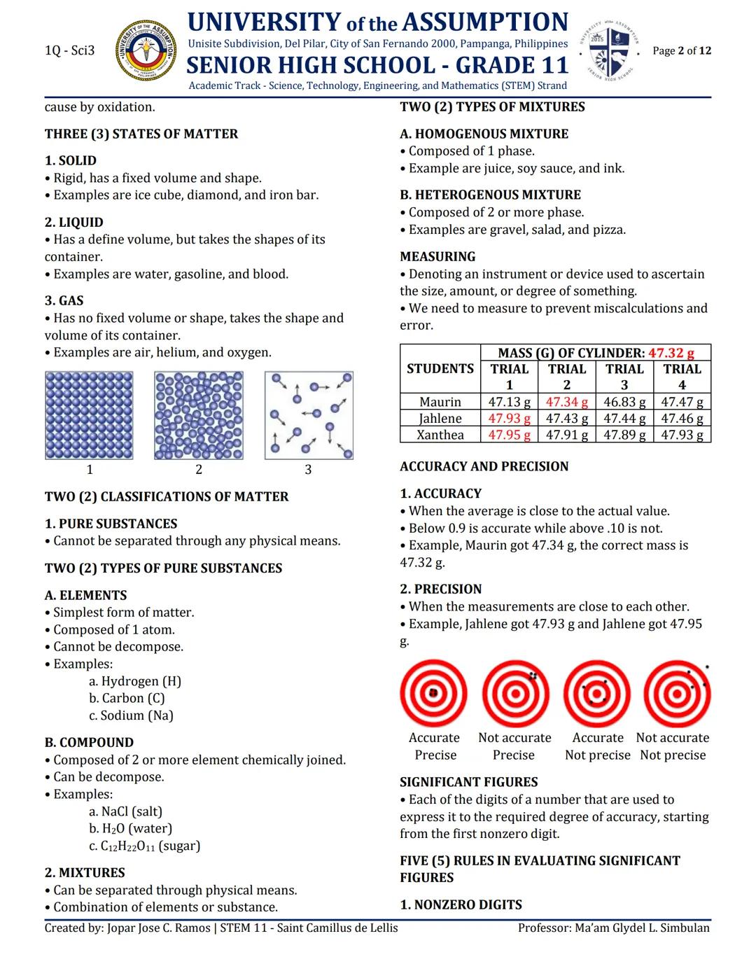 # 1Q - Sci3

# UNIVERSITY of the ASSUMPTION
Unisite Subdivision, Del Pilar, City of San Fernando 2000, Pampanga, Philippines

# SENIOR HIGH 
