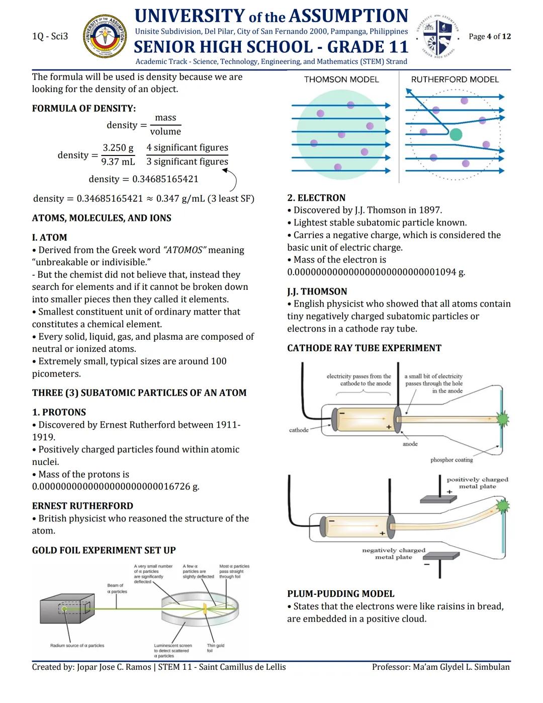 # 1Q - Sci3

# UNIVERSITY of the ASSUMPTION
Unisite Subdivision, Del Pilar, City of San Fernando 2000, Pampanga, Philippines

# SENIOR HIGH 