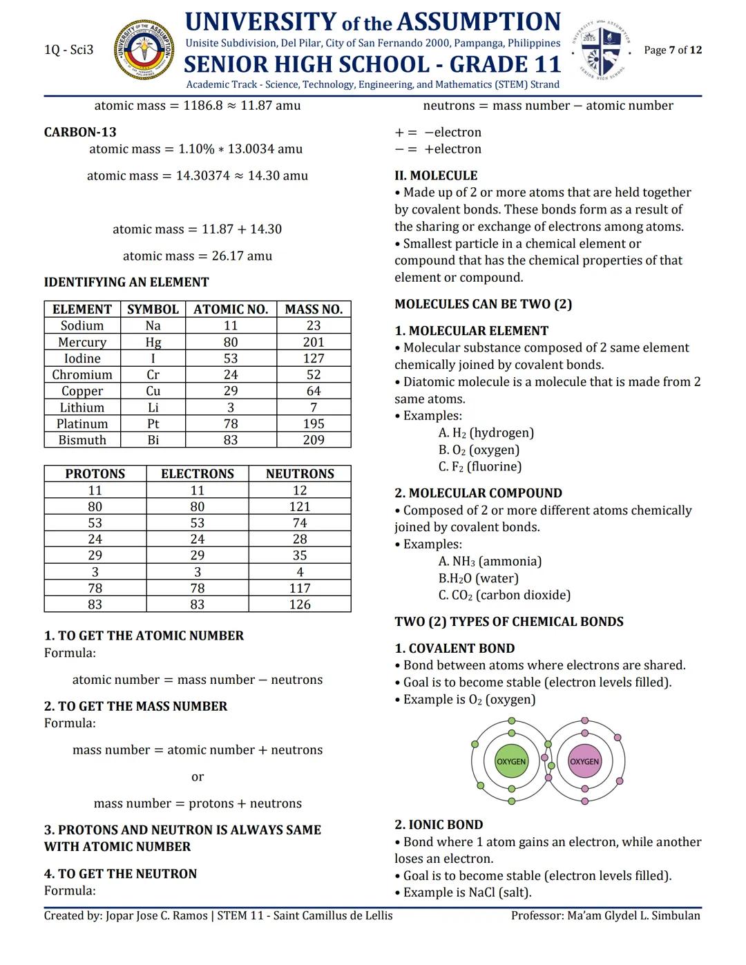 # 1Q - Sci3

# UNIVERSITY of the ASSUMPTION
Unisite Subdivision, Del Pilar, City of San Fernando 2000, Pampanga, Philippines

# SENIOR HIGH 