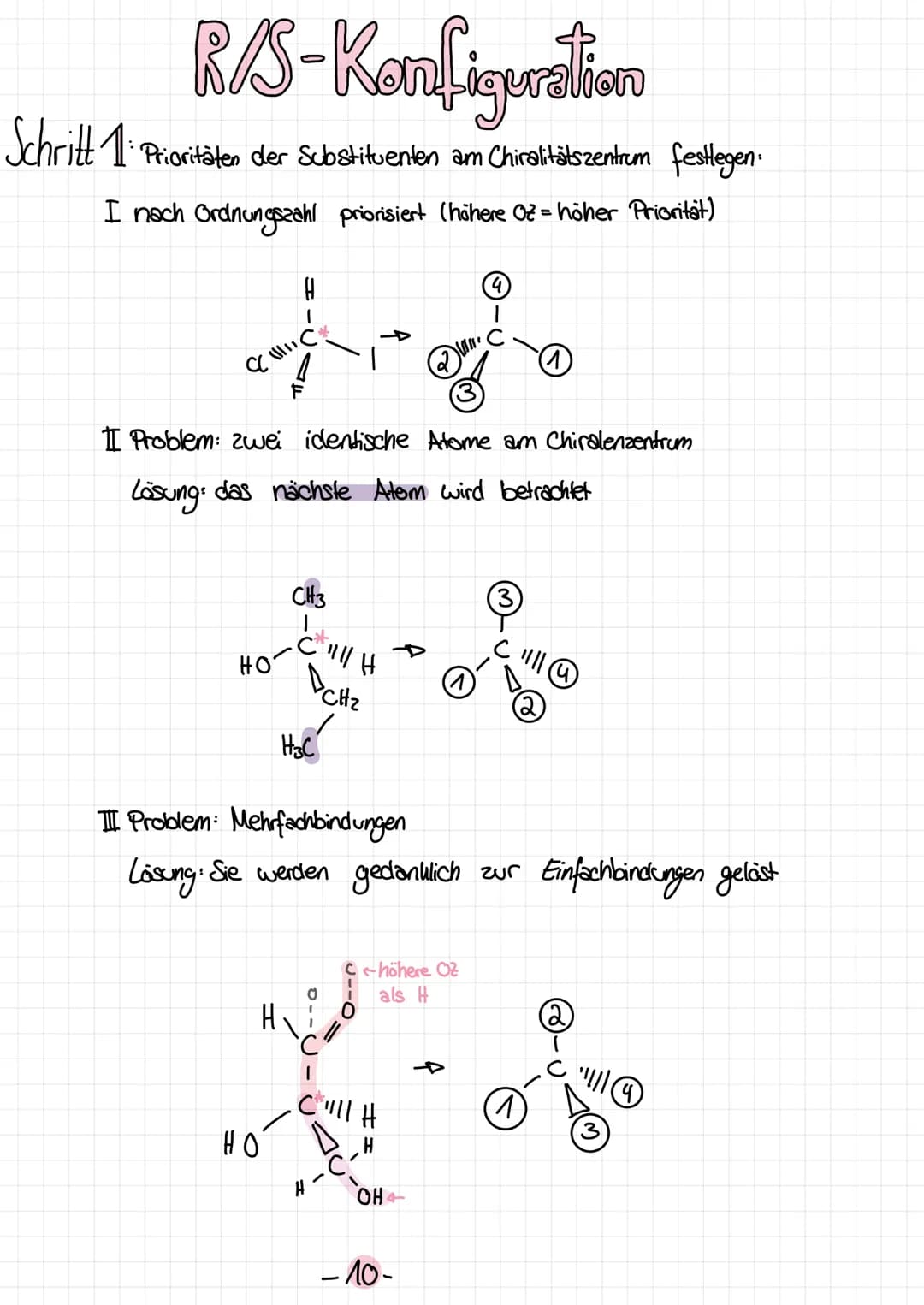 # Chiralitat Bild und spegelbild-chiral

Vorraussetzung: mind. ein C-Atom mit vier unterschiedlichen Substituenten

C-Atom mit vier untersch