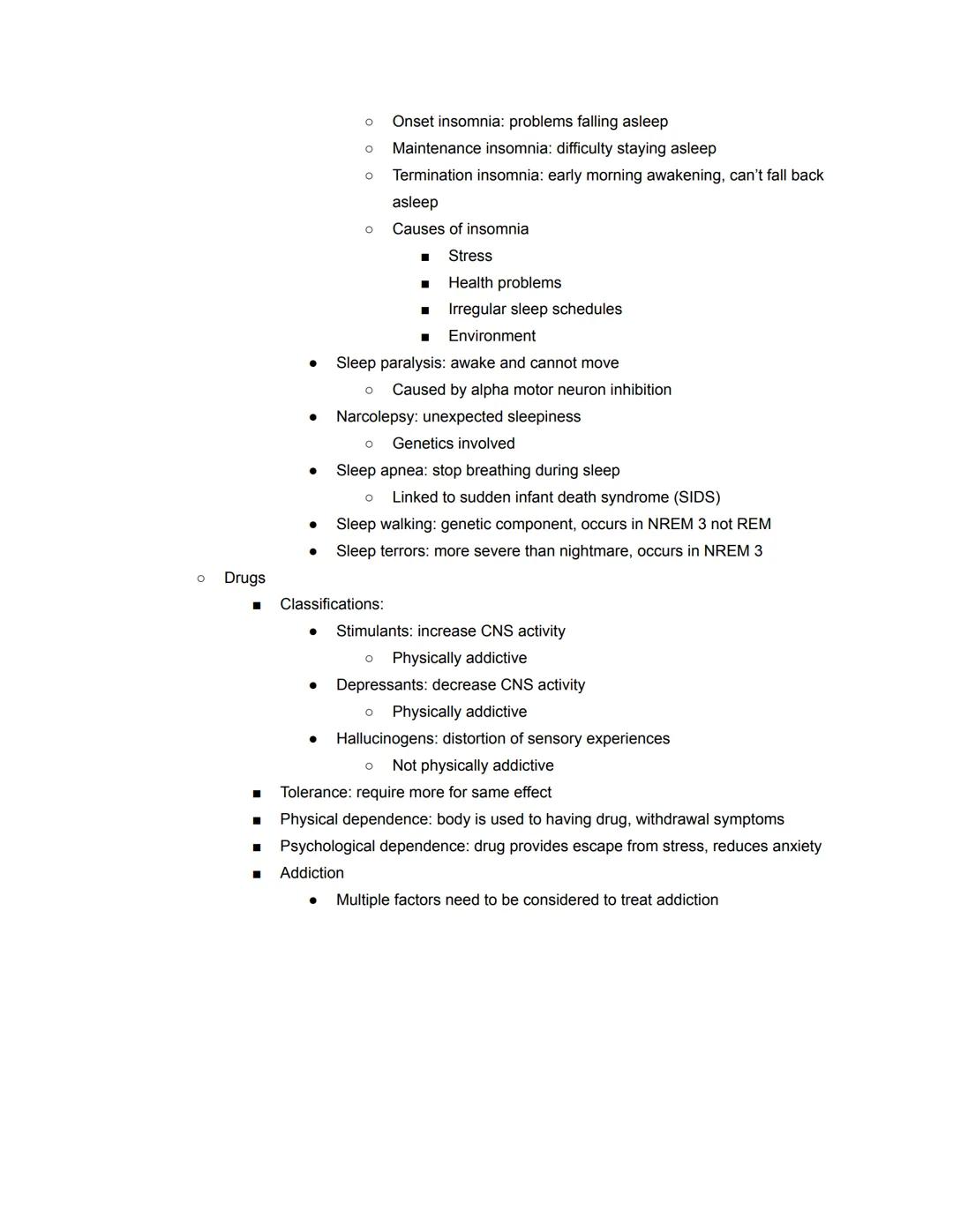 Psychology 1 Study Guide

➤ Chapter 3: States of Consciousness
*   Sleep
    *   Circadian Rhythm: "biological clock"
    *   Stages:
      