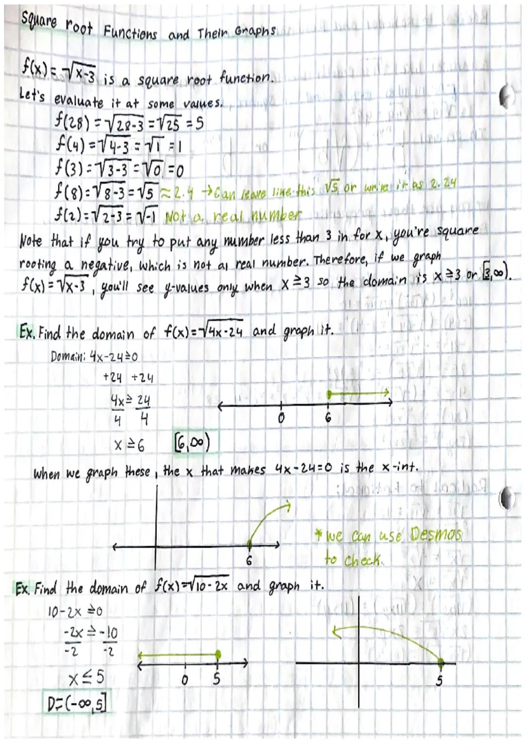 # Square root Functions and Thein Graphs

f(x) = -x-3 is a square root function.
Let's evaluate it at some values.
f(28)=\sqrt{28-3}=\sqrt{2