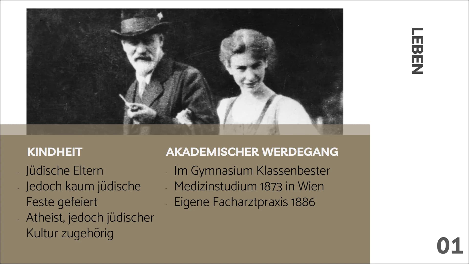 # Sigmund
# Freuds
# Religionskritik
Eine Präsentation von [...] # 01 LEBEN
# 02 WERK
# 03 THESEN
# 04 RÜCKFRAGEN
# 05 BEURTEILUNG

INHALTS-