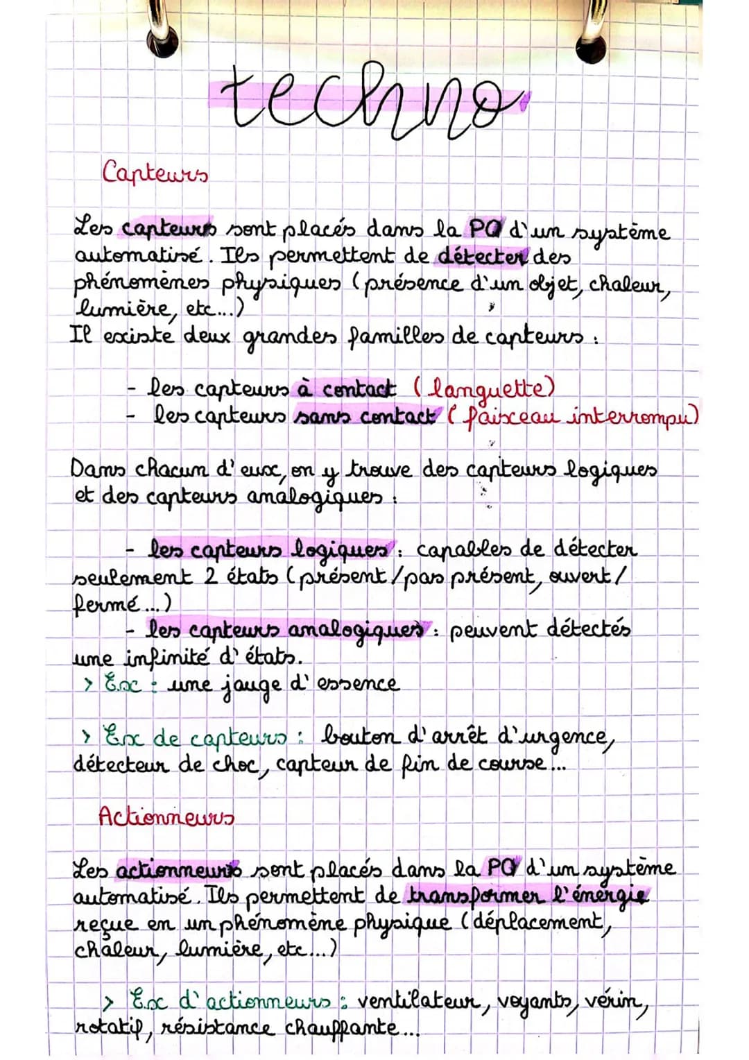 # techno

Capteurs

Les capteurs sont placés dans la PQ d'un système
automatisé. Ils permettent de détecter des
phénomènes physiques (présen