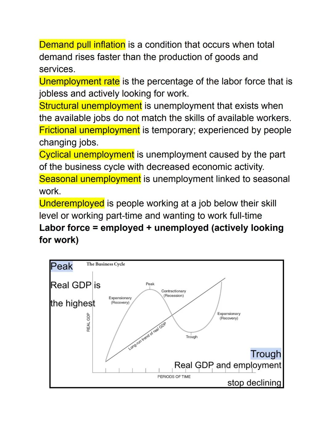 # ECONOMIC INDICATORS & MEASUREMENTS
TEST STUDY GUIDE
Gross Domestic Product (GDP) is the market value of all final
goods and services produ