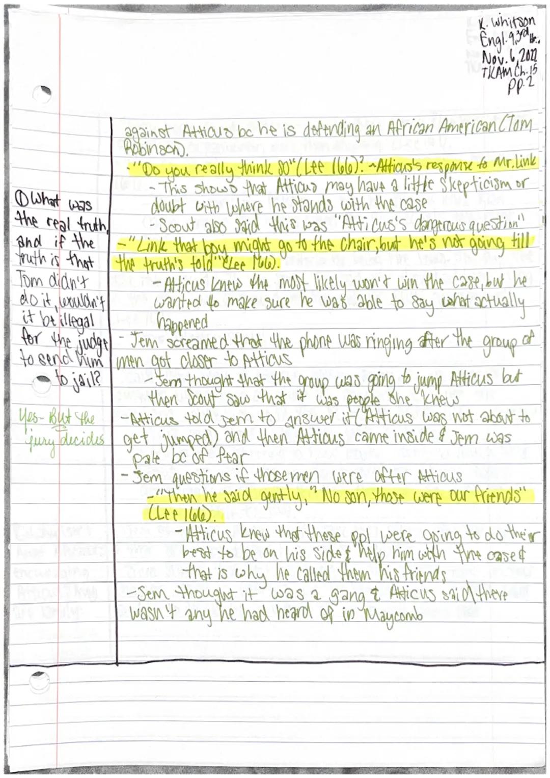 # Chapter 14

Katic Whitson
Engl. 9.3rd Hr.
Nov. 3,2022
TRAM Ch.14 pp.1

- Jem & scout started to recieve more criticism about the case

-".