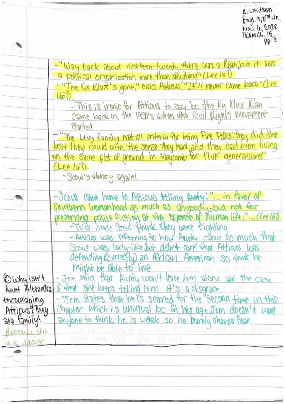 # Chapter 14

Katic Whitson
Engl. 9.3rd Hr.
Nov. 3,2022
TRAM Ch.14 pp.1

- Jem & scout started to recieve more criticism about the case

-".