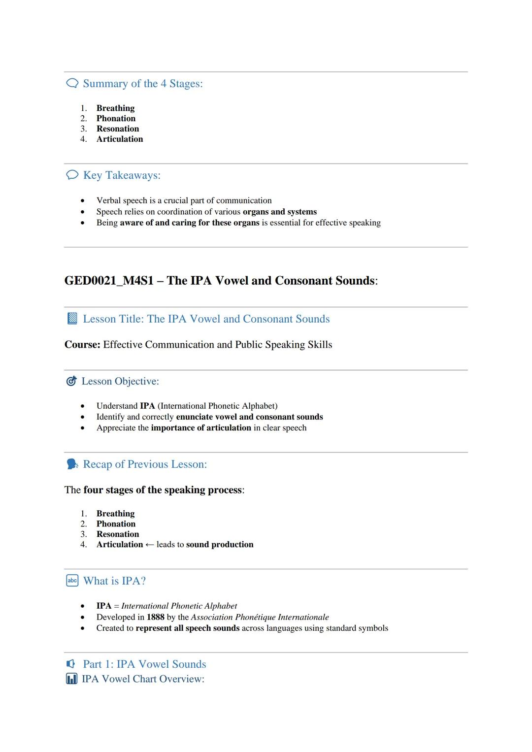 GED0021_M1S2_Three Pillars in Communication":
Lesson Title: Three Pillars in Communication
Course: Effective Communication and Public Speaki