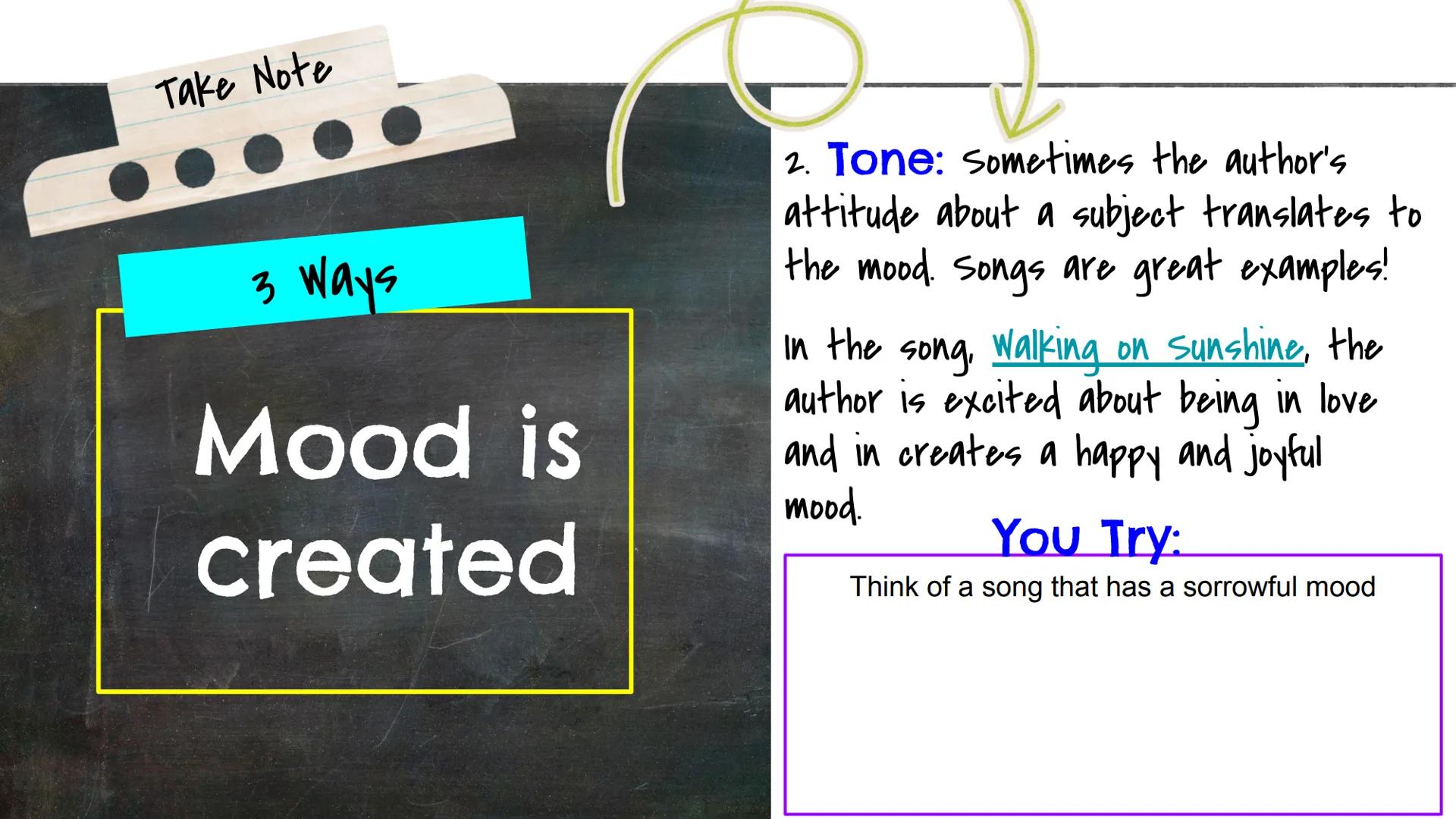 # Mood

# & Tone

All about the feels -Tone & Mood
All about
----feelings -&- attitudes-----
yours and the author's.
They both help create
t