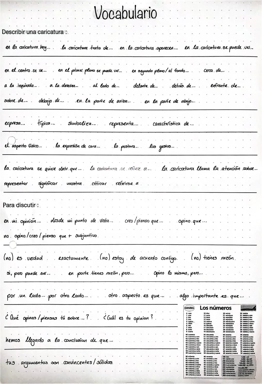 Vocabulario

Describir una caricatura :.

en la caricatura, hay... la caricatura trata de... en la caricatura aparecen.... en la caricatura.