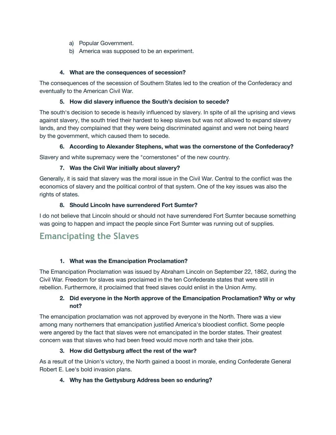 # US History (A) Civil War Era Study Guide

Slavery in America

1. What were the conditions that enabled slavery to take root in America?

D