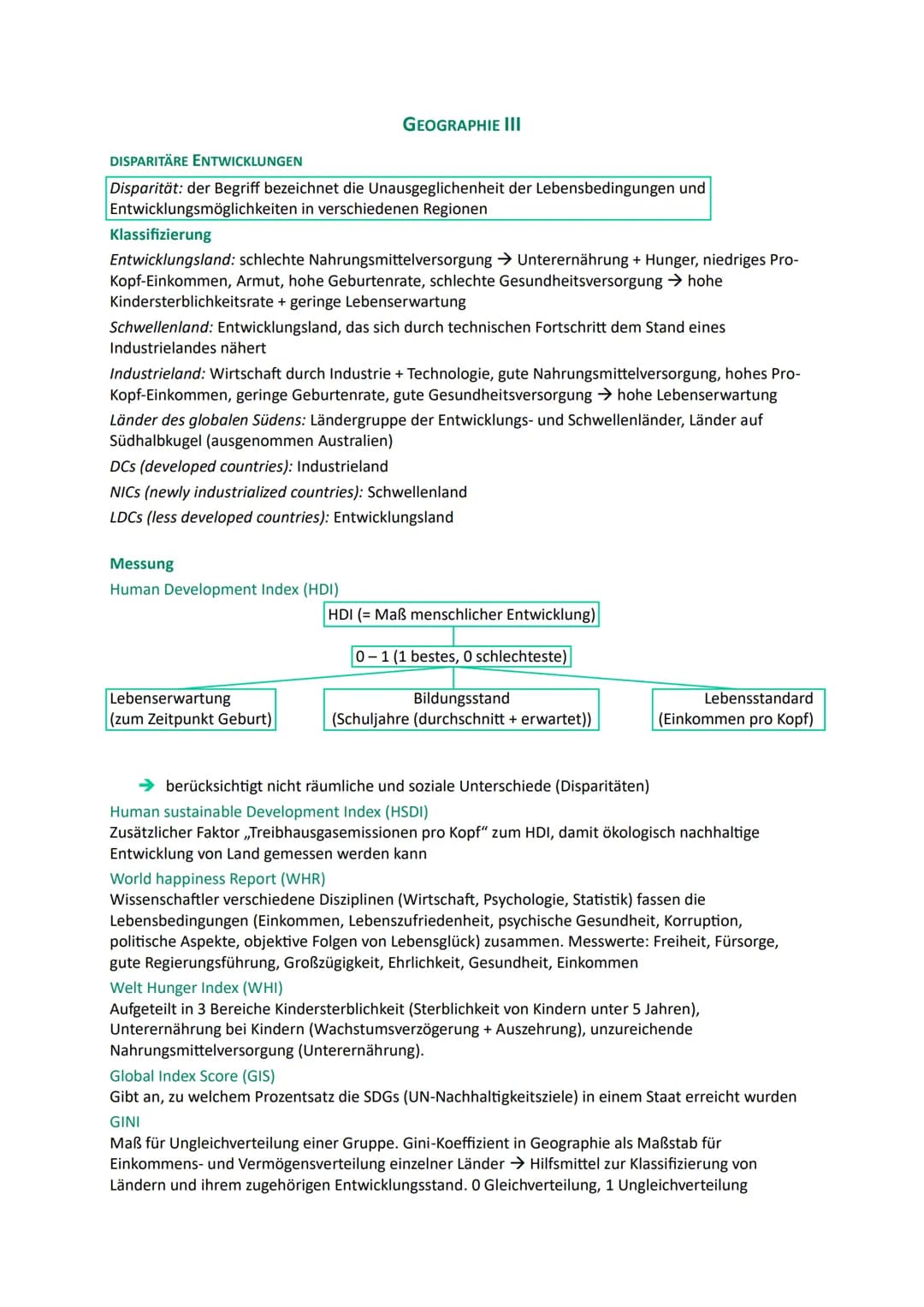 # GEOGRAPHIE III

DISPARITÄRE ENTWICKLUNGEN

Disparität: der Begriff bezeichnet die Unausgeglichenheit der Lebensbedingungen und
Entwicklung