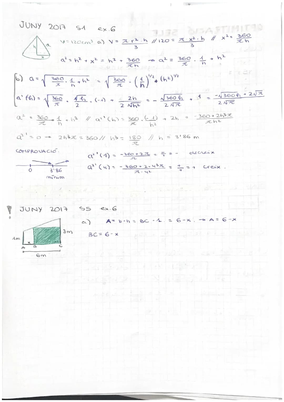 # OPTIMITZACIÓ SELE

JUNY 2019 S1 ex. 1.

![alt text](image.png)

$
\begin{aligned}
A &= 600cm^2 \\
Smax &= ?
\end{aligned}
$

$
\begin{alig