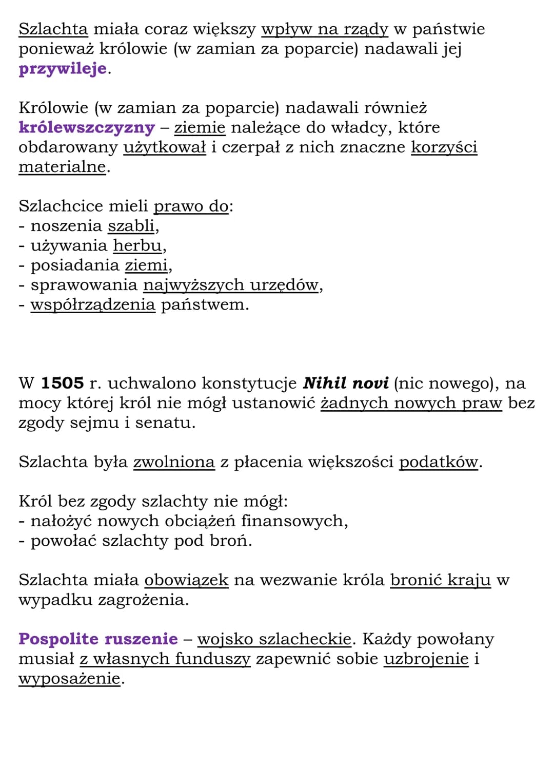# Demokracja
szlachecka

Κ1 6, ΝΕ

Szlachta - potomkowie rycerzy, zajmujący się zarządzaniem
swoimi majątkami ziemskimi. 10% społeczeństwa P
