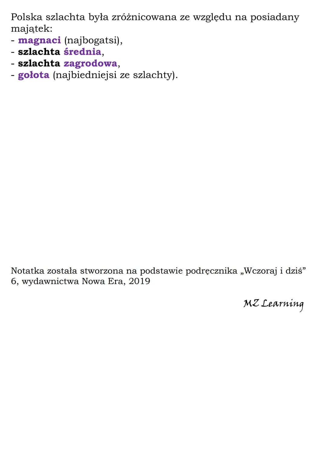 # Demokracja
szlachecka

Κ1 6, ΝΕ

Szlachta - potomkowie rycerzy, zajmujący się zarządzaniem
swoimi majątkami ziemskimi. 10% społeczeństwa P