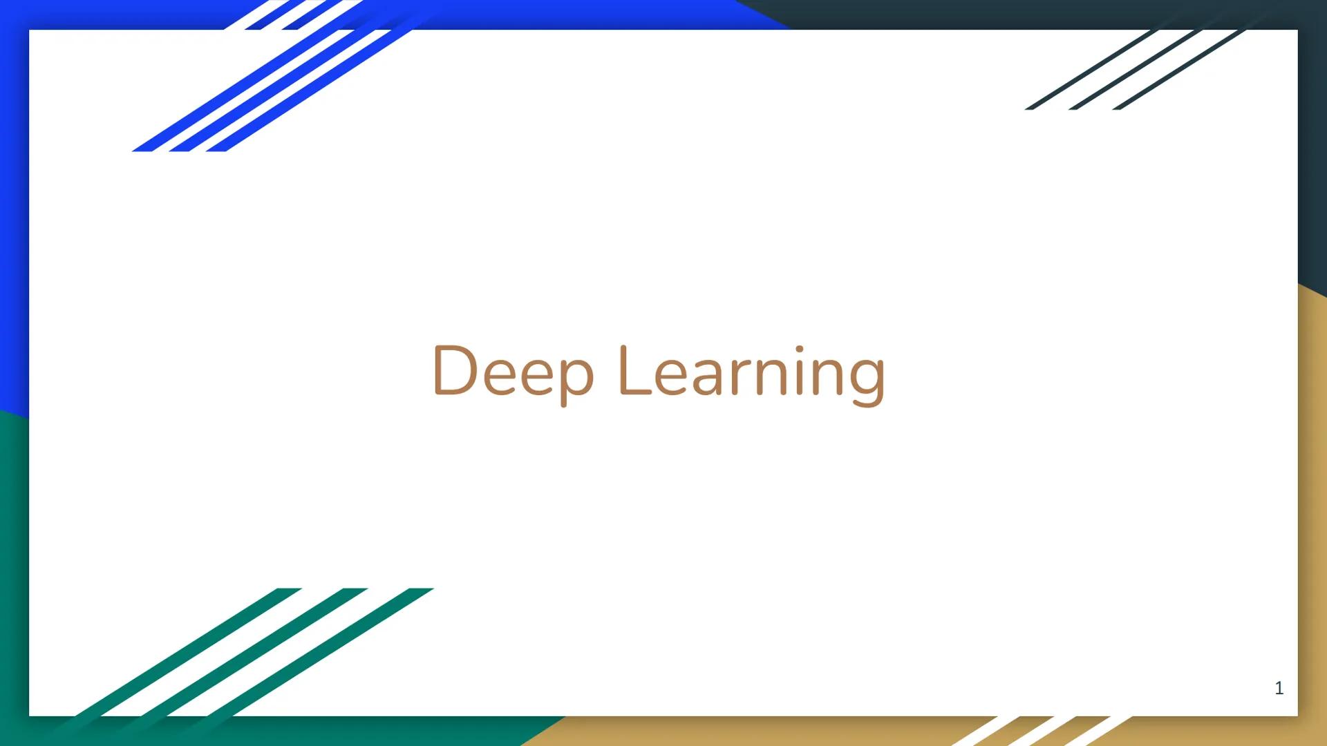 Deep Learning

1 # Overview

• Deep learning: a subfield of machine learning concerned with algorithms inspired by the structure and
functio