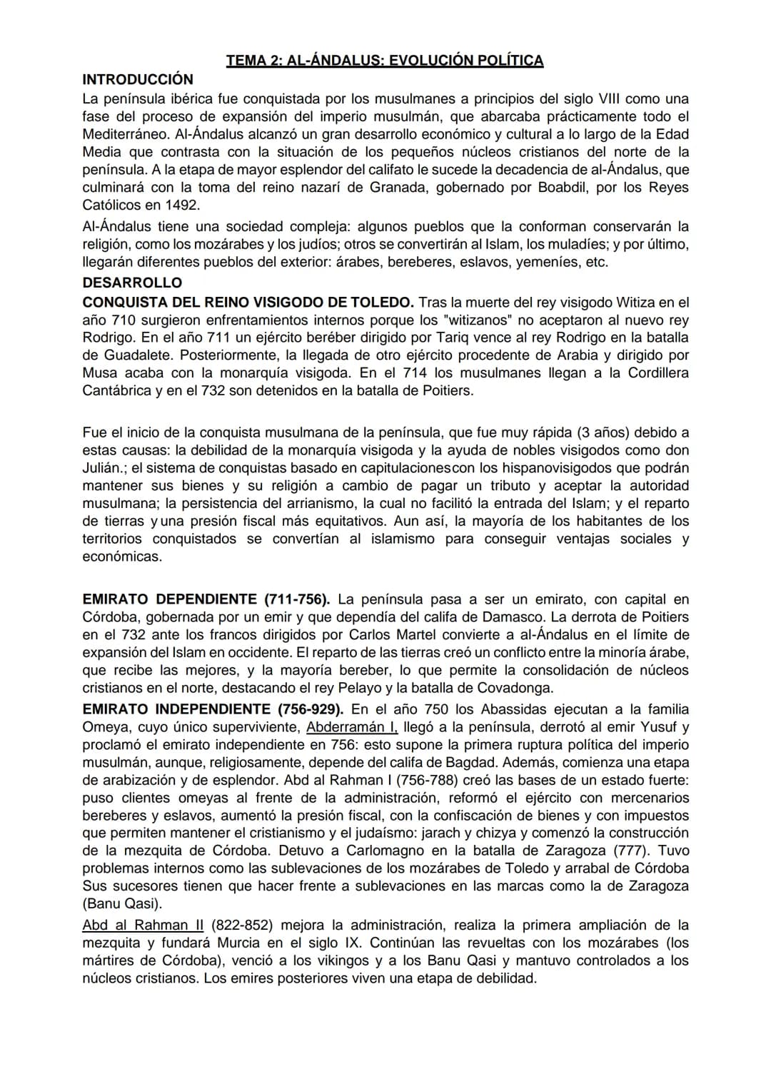 # INTRODUCCIÓN

TEMA 2: AL-ANDALUS: EVOLUCIÓN POLÍTICA

La península ibérica fue conquistada por los musulmanes a principios del siglo VIII 