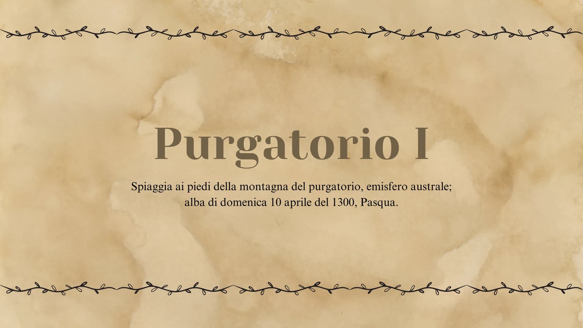 Purgatorio I

Spiaggia ai piedi della montagna del purgatorio, emisfero australe;
alba di domenica 10 aprile del 1300, Pasqua. # Introduzion