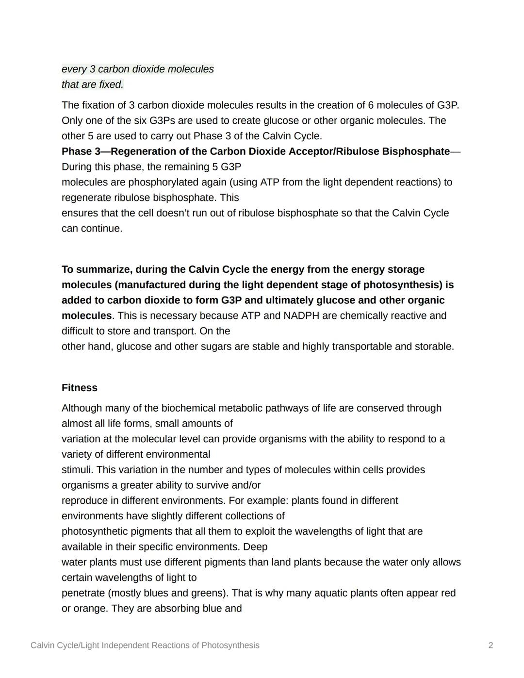 # Calvin Cycle/Light Independent
Reactions of Photosynthesis

The light dependent reactions of photosynthesis use the energy from the sun to