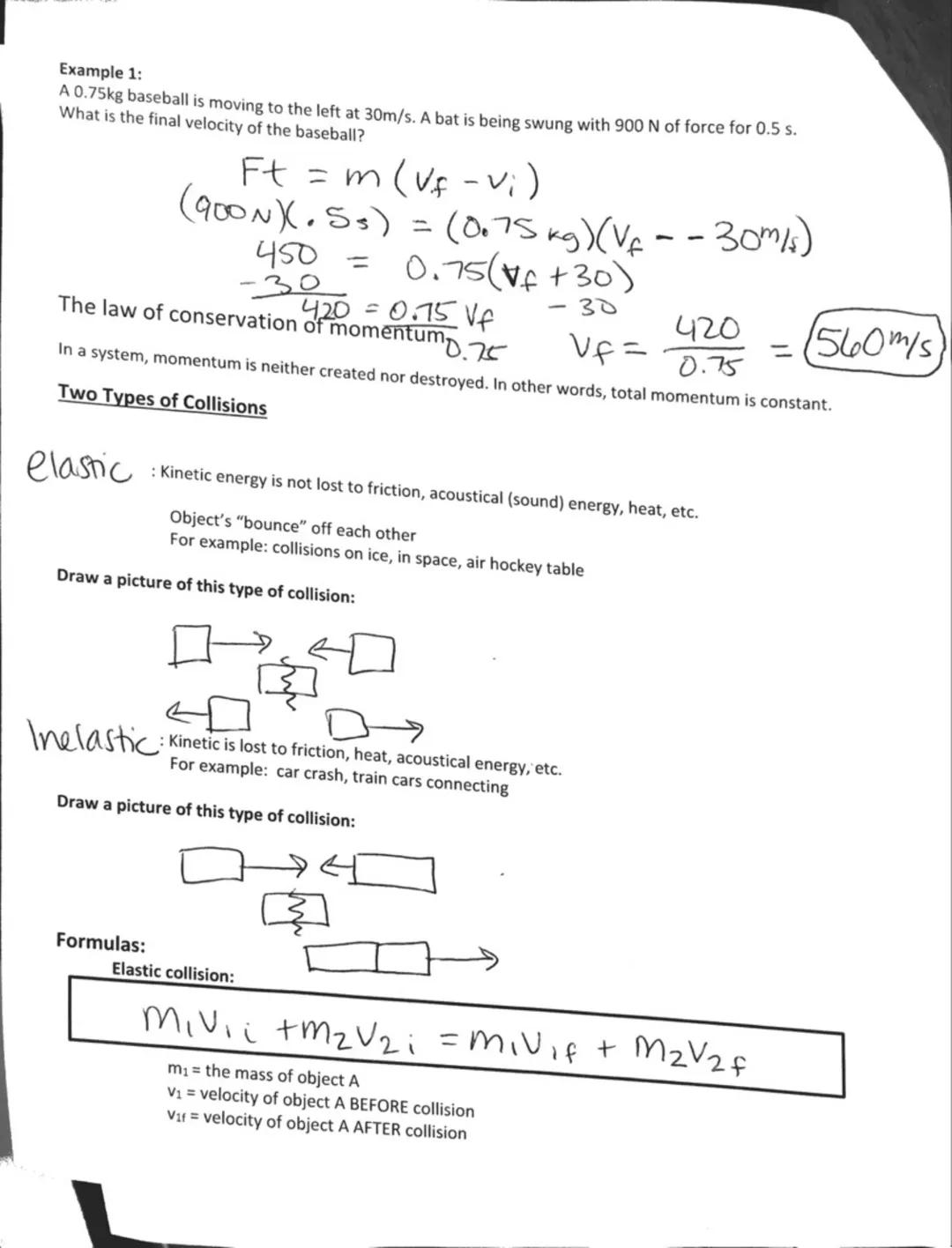 Momentum and Impulse Review:

Momentum --- think Pomentum

Momentum is the product of the object's mass of velocity.

Formula:

$P=mv$

mome