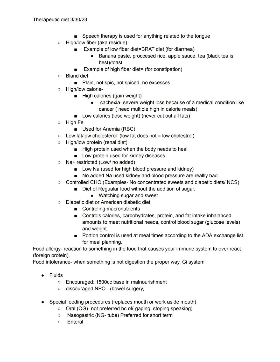 Therapeutic diet 3/30/23

- Therapeutic diets-
    - Part of the treatment of a medical condition is usually modification of a regular
     