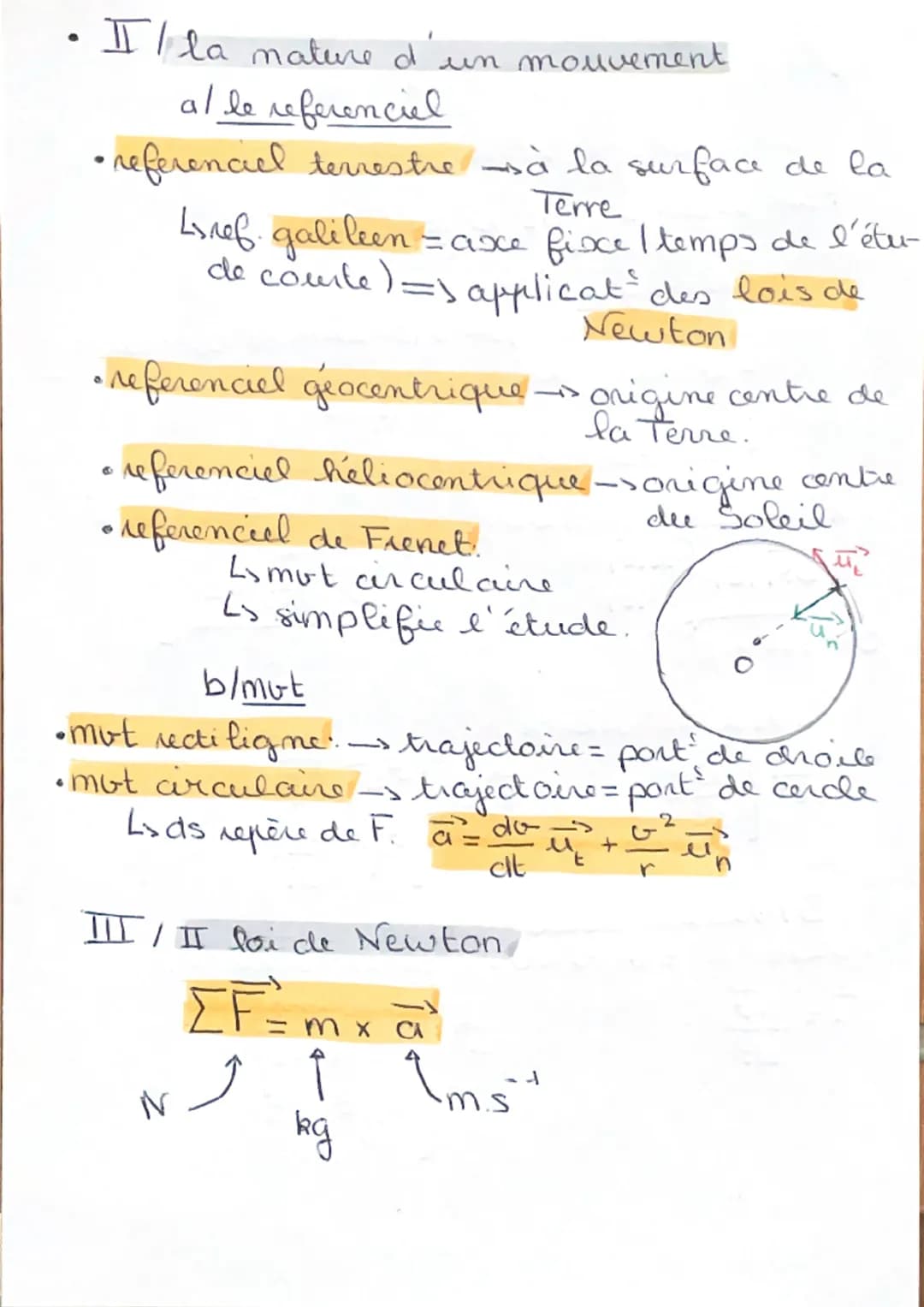 # chapitre 11

mouvement et deuxième loi de Necutan

Pawe decir un mot, il faut def:
-le système.

•le reeferenciel

→, om a bescien de conn