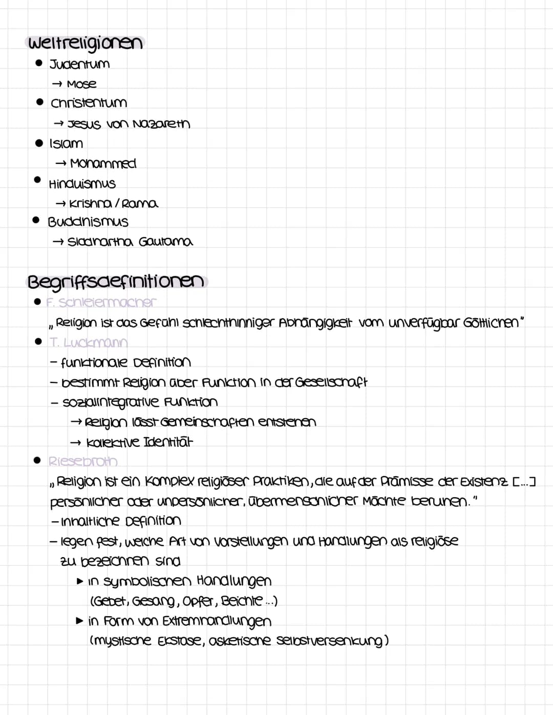 # Religion

Monotheismus
*   Glaube an einen einzigen, allmächtigen Gott
*   Schrift oder Buchreligion
    →, heilige Büchner" als Grundlage