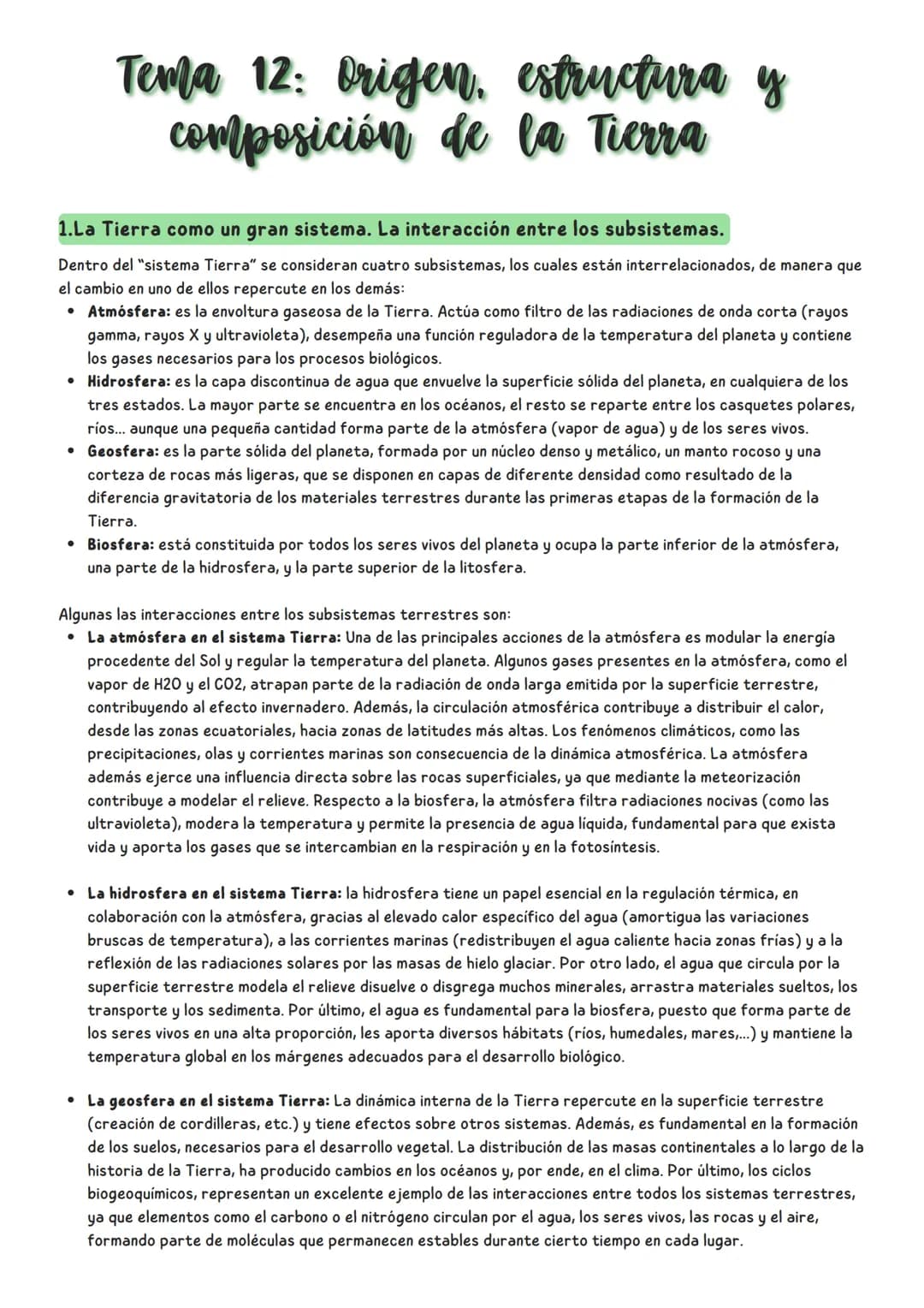# Tema 12: Origen, estructura y
composición de la Tierra

1.La Tierra como un gran sistema. La interacción entre los subsistemas.

Dentro de
