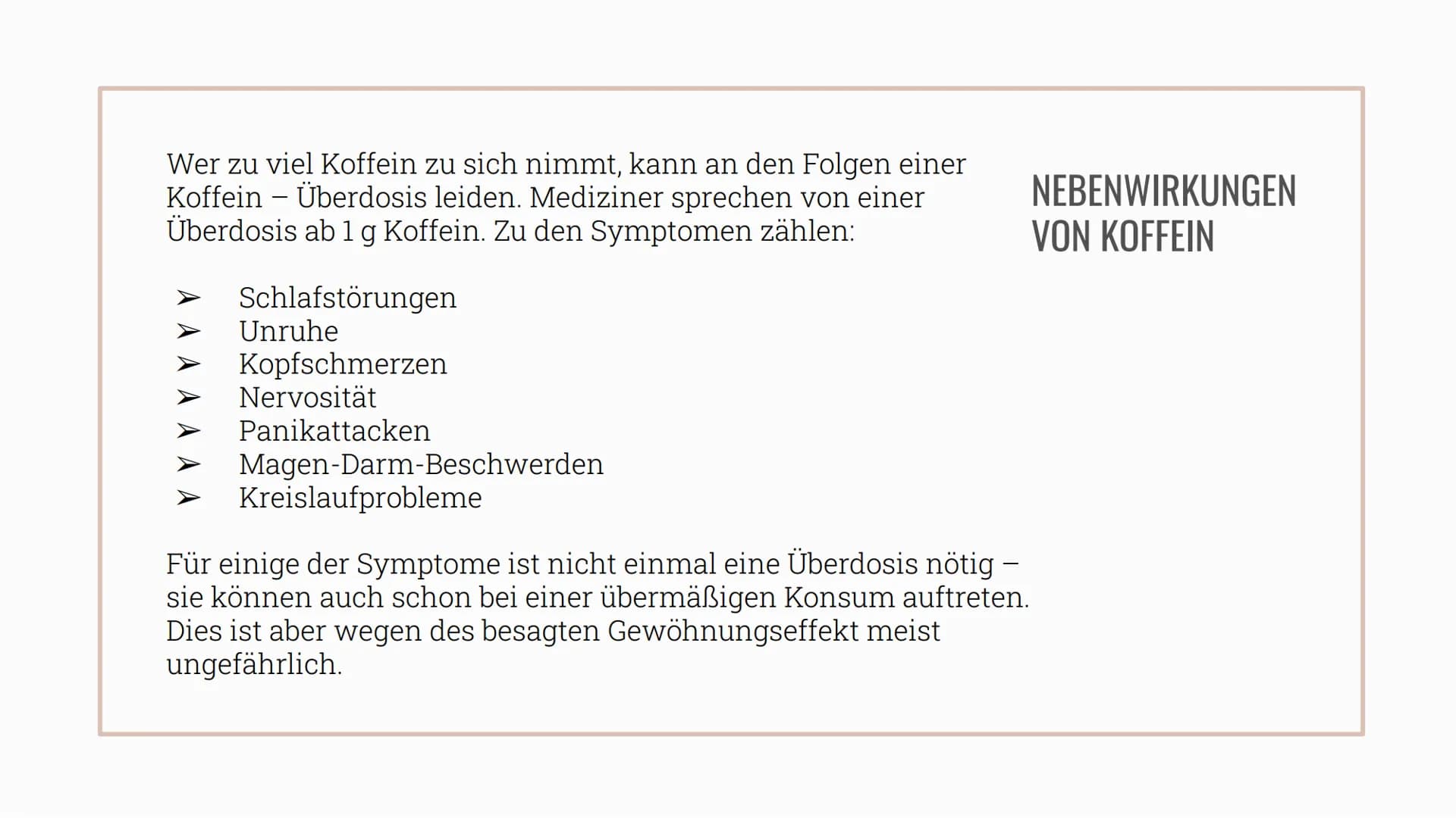 # Koffein

Eine Präsentation von Selin TABLE OF CONTENTS

01 Koffein
Was ist Koffein überhaupt ?

02 Gewinnung
Wie wird Koffein hergestellt?