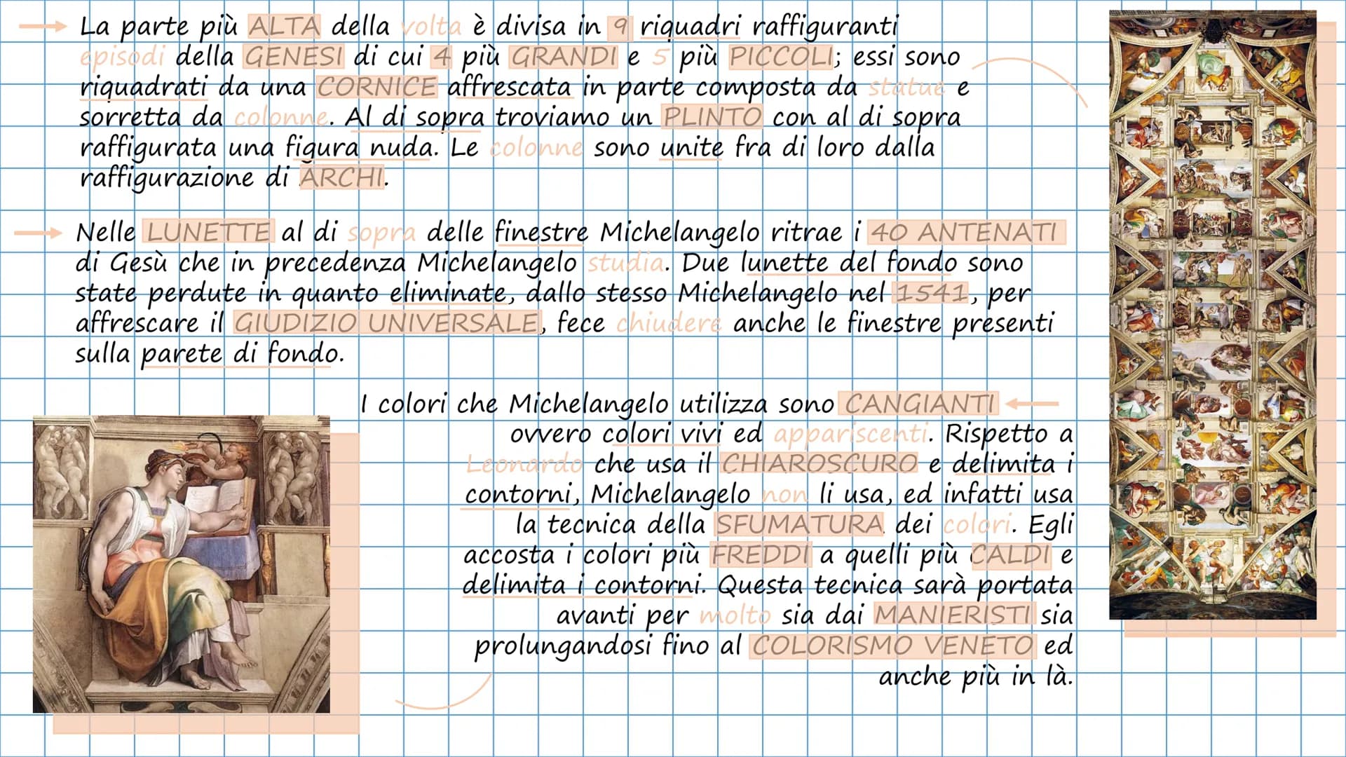 # La cappella sistina

→GIULIO II chiamò Michelangelo per rinfrescare la cappella
Sistina, contemporaneamente alla commessione di RAFFAELLO
