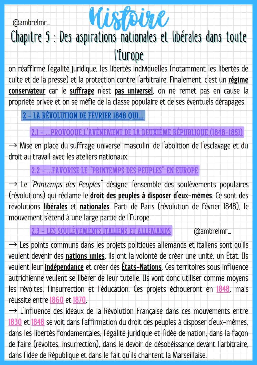 @ambrelmr_
# Histoire
Chapitre 5: Des aspirations nationales et libérales dans toute
l'Europe

I - CE RETOUR EN ARRIÈRE (CETTE RÉ-ACTION) N'