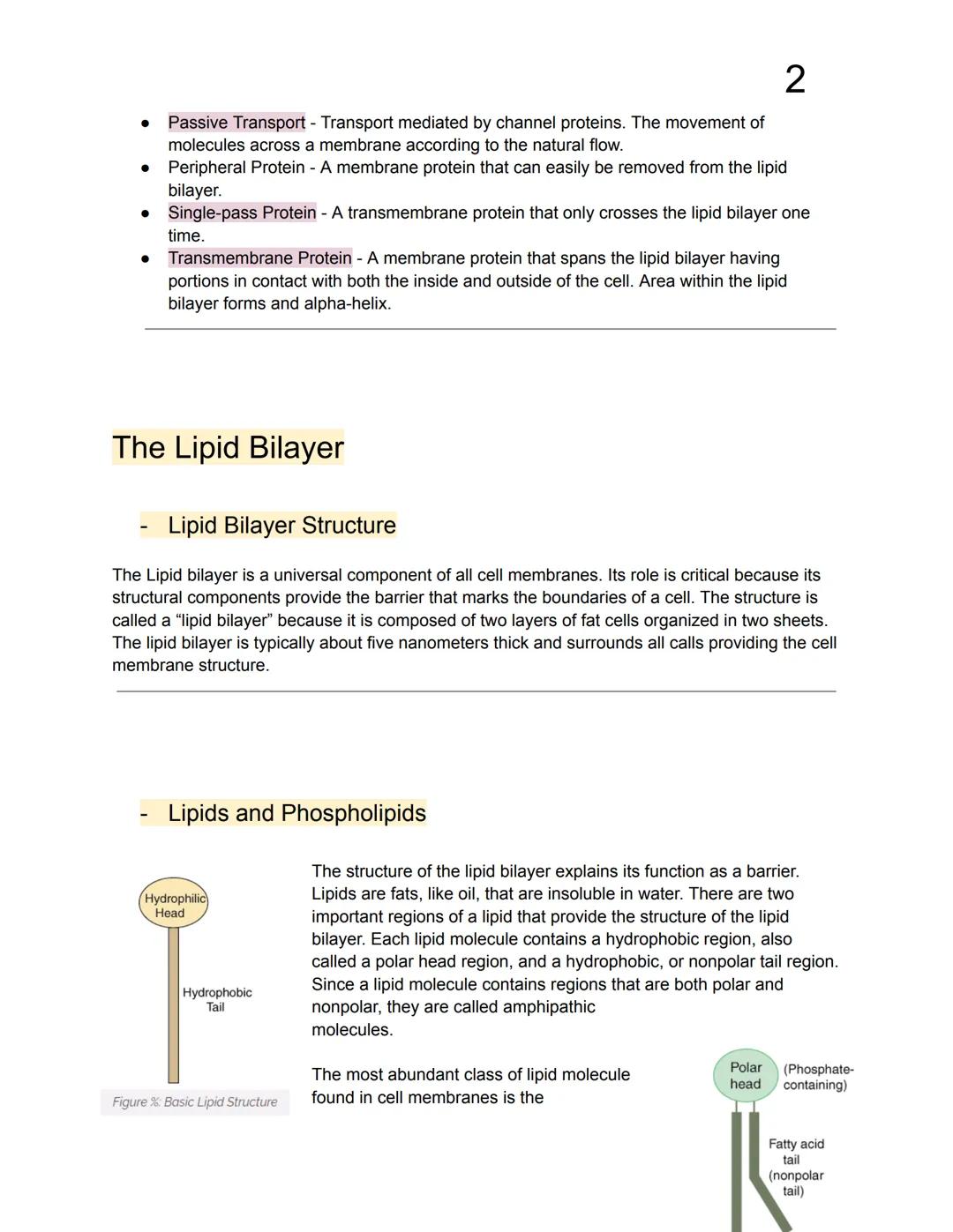 1

# Cell Membranes

- Important structures because they function as a barrier from the outside environment.
- Acts as a threshold which sel