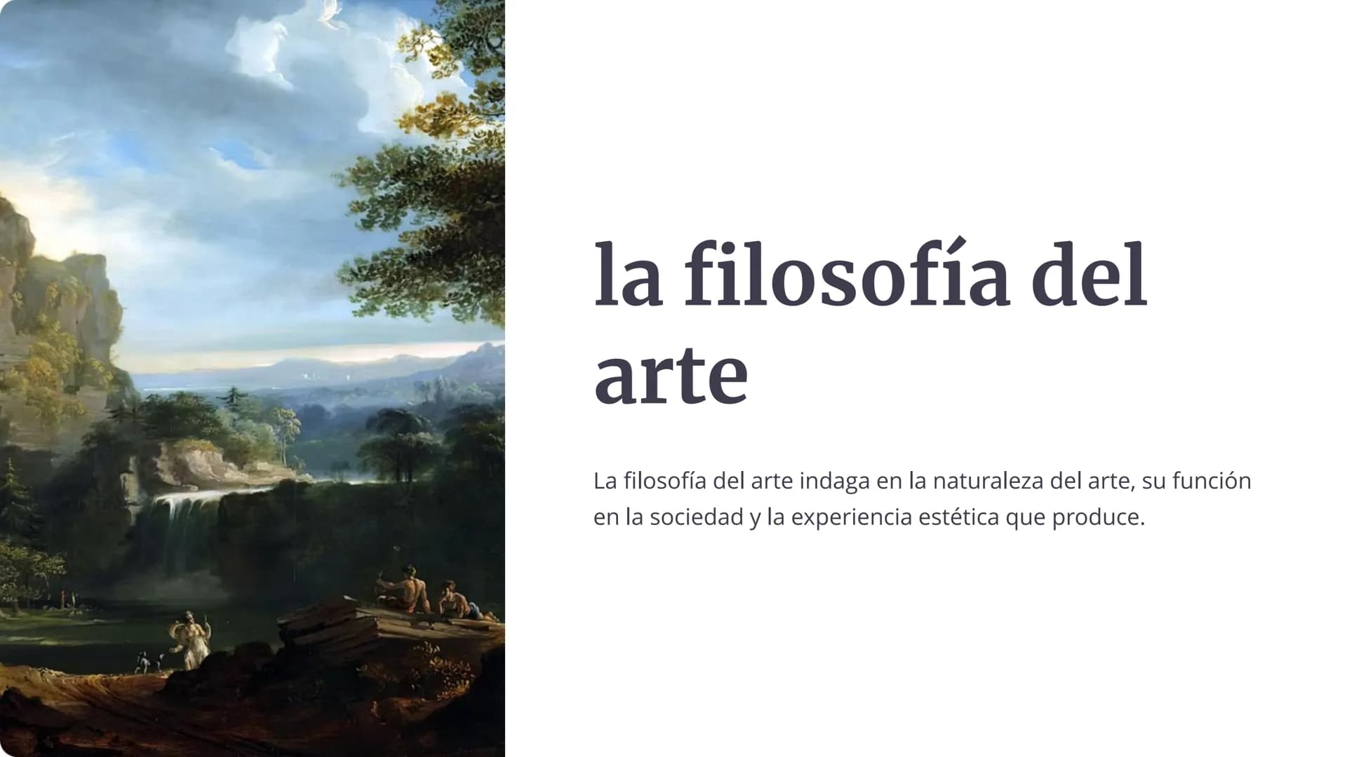 la filosofía del
arte

La filosofía del arte indaga en la naturaleza del arte, su función
en la sociedad y la experiencia estética que produ
