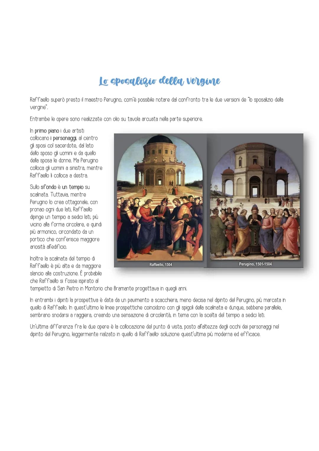 # Raffaello Sanzio

Raffaello insieme a Leonardo e Michelangelo è al vertice della stagione artistica rinascimentale. Pur attivo anche come
